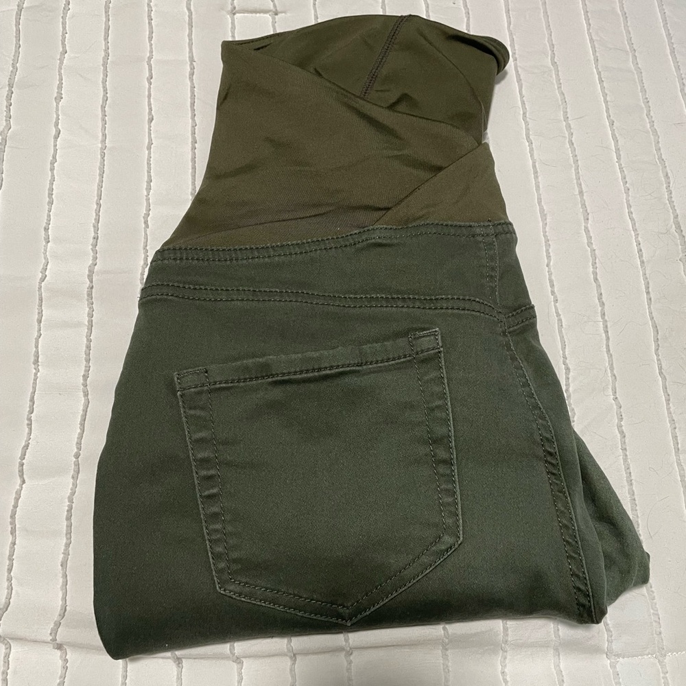 Isabel Maternity Green Moto Skinny Jeans